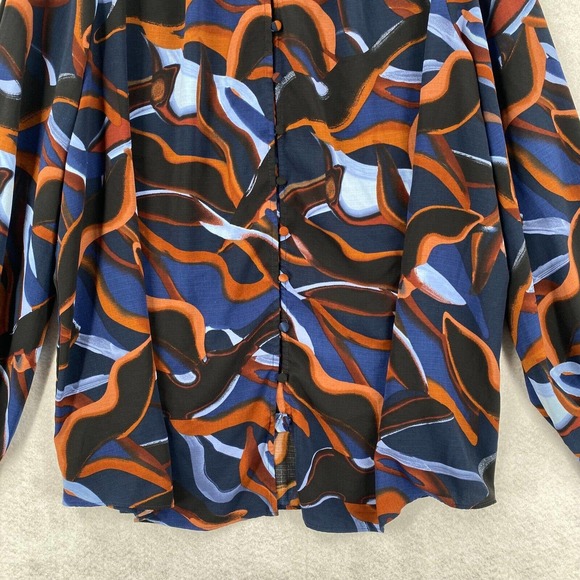Nine West Blouse Womens XXL Button Up Geometric Career Flowy Top - Picture 6 of 16